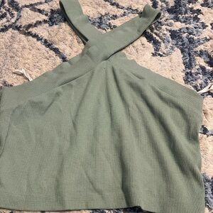 SHEIN Olive Crisscross Ribbed Tank Top